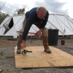 Tim preparing plywood decking, SAM at Biosphre 2 - photo by Kai Staats