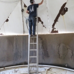 Trent scraping paint from the Test Module lung roof, SAM at Biosphere 2 - photo by Kai Staats