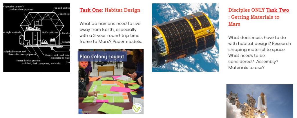Mars habitat design project in the classroom of Karin Paquin, Brunswick, Maine